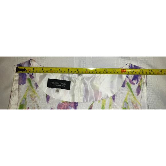 Black Label Evan Picone Sheath Dress Sz 14 Floral  Art To Wear Church Artsy - Picture 13 of 16